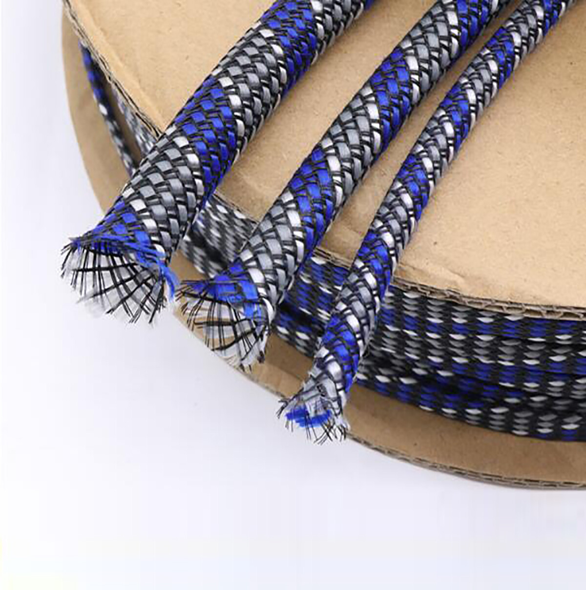 Blue/White/Gray PP Cotton&PET Expandable Braided Sleeve Sheath Cable DIY Modding
