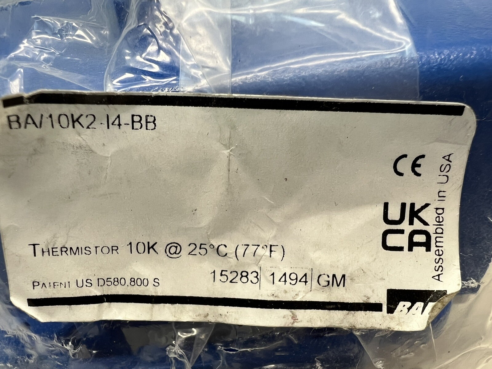 BAPI Thermistor Probe Sensor BA/10K2-14-BB Probe Sensor- Fast Shipped!