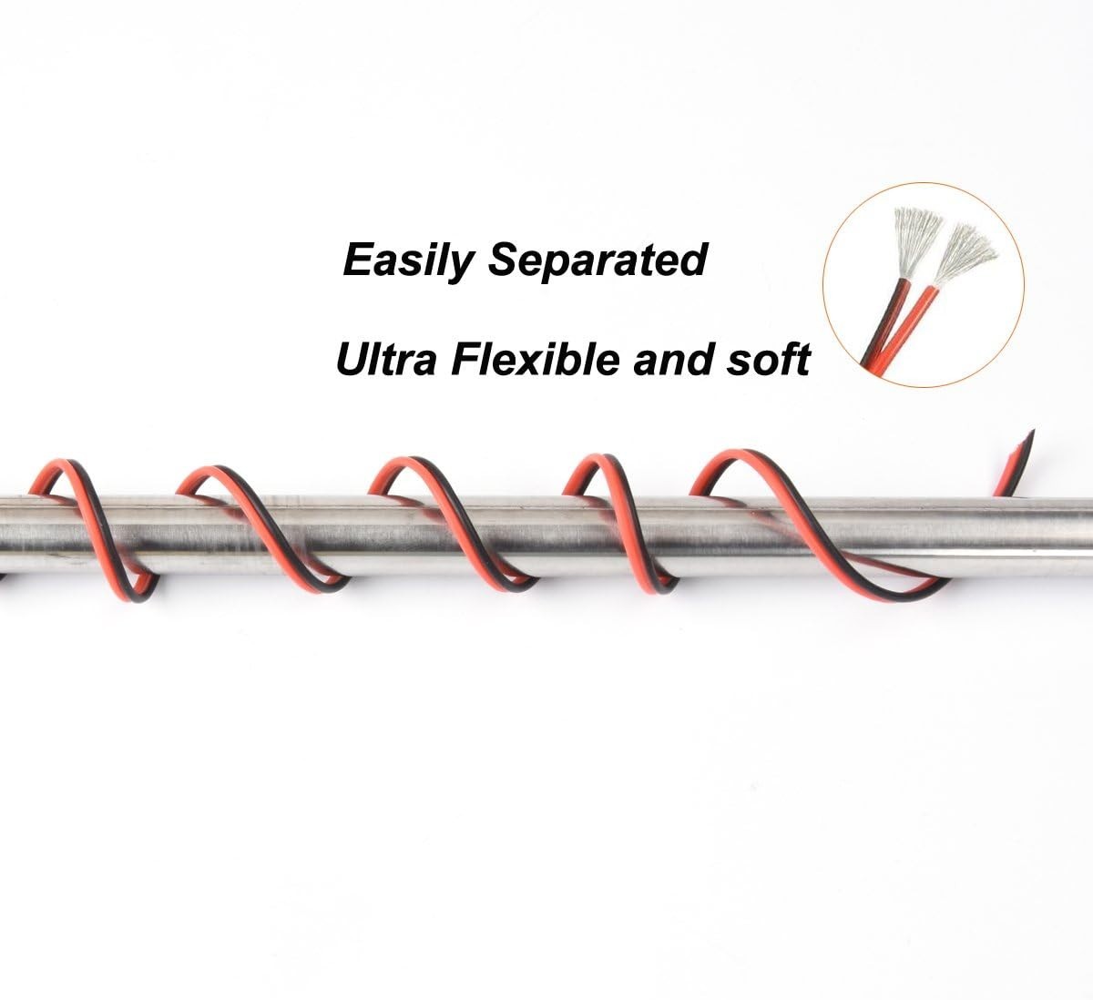 18 Awg Silicone Electrical Wire 2 Conductor Parallel Wire Line 60Ft [Black 30Ft