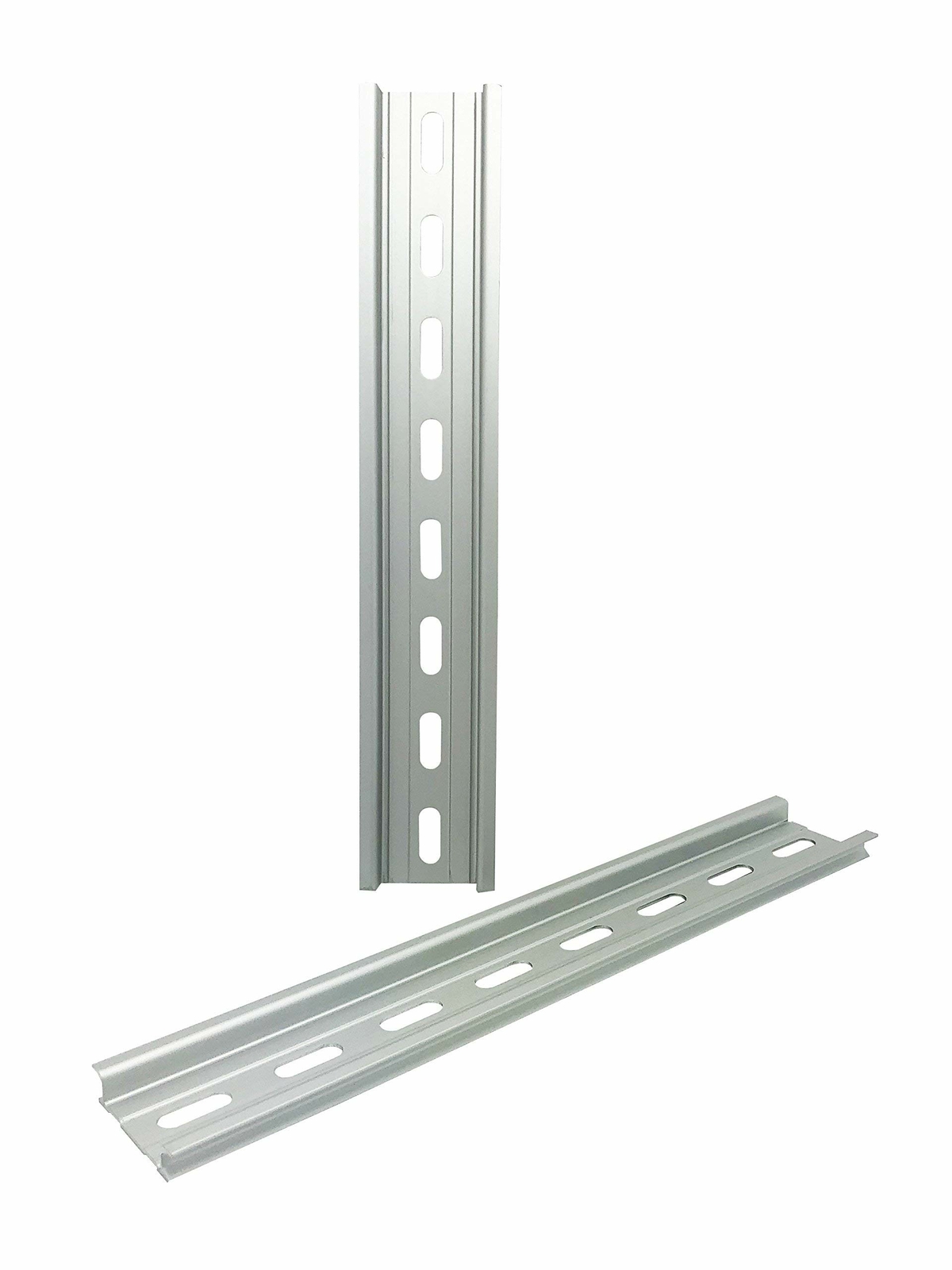 Electrodepot Slotted Aluminum DIN Rail, 35mm x 8in, Silver – 4 Pack