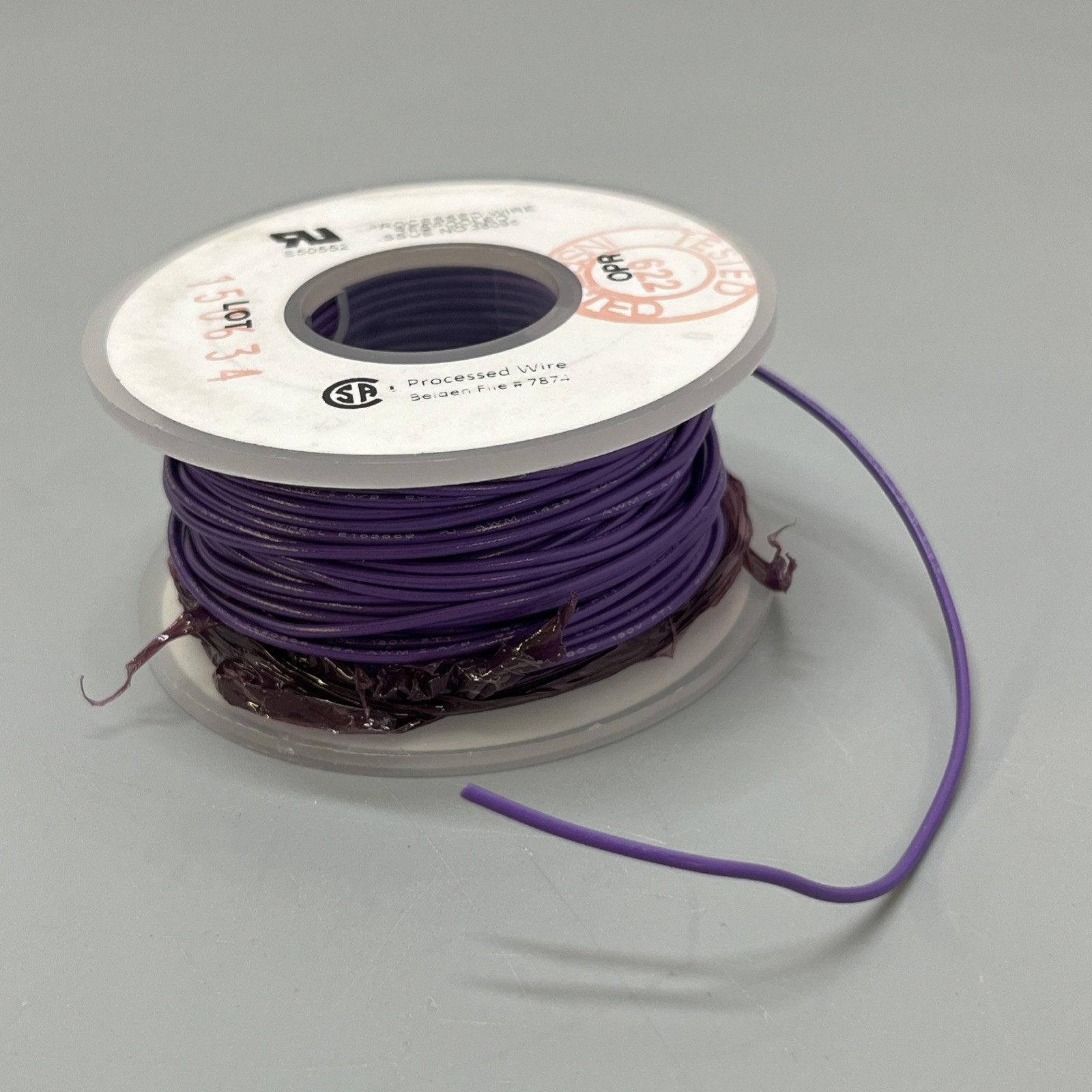 AlphaWire Hook-up Wire Approx. 75ft Spool Violet 7055 V1005 22AWG DOM: 0323