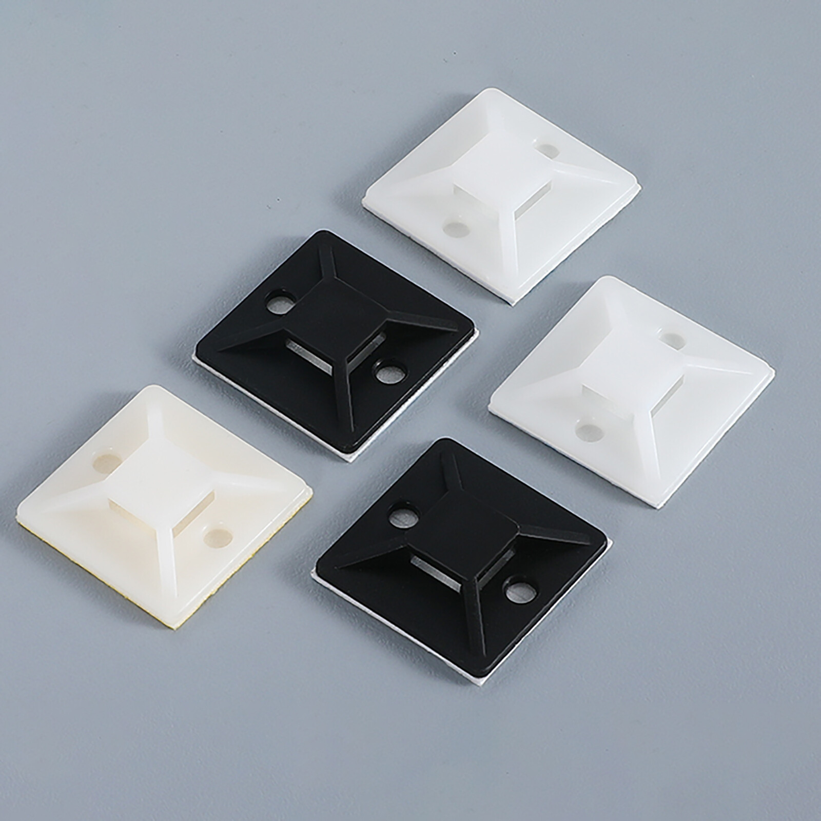 1-1000pcs Self Adhesive Cable Wire Square Tie Mounts Cord Clips Sticky Base Pad