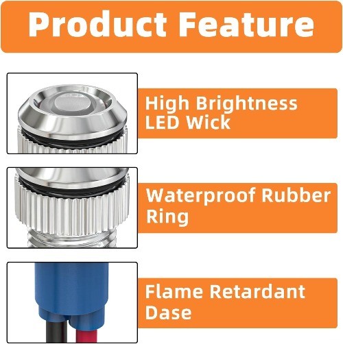 Energy Saving Indicator Light LED Panel Mount 12V 24V 110V 20mA 8mm Hole White