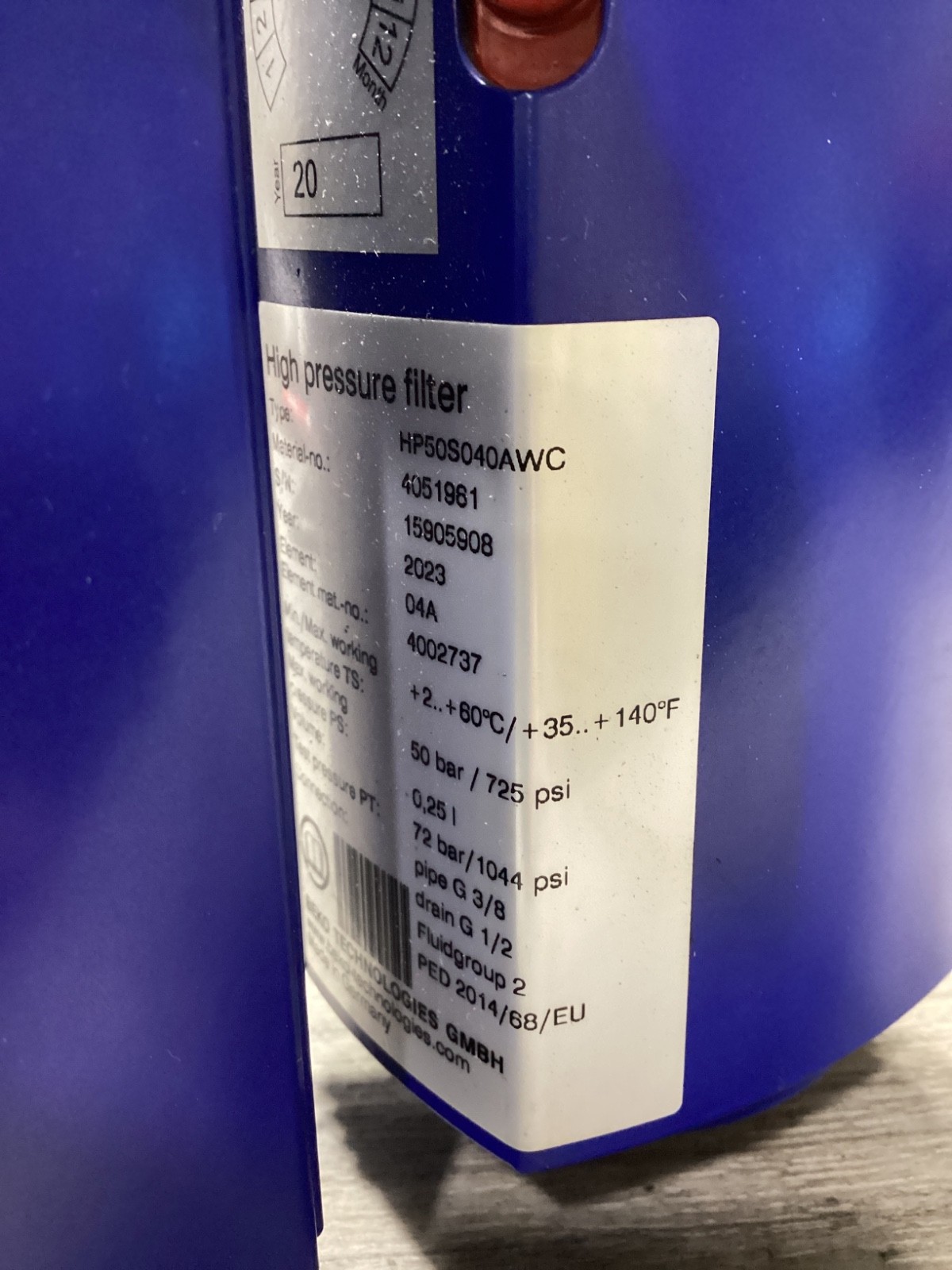 BEKO HP50S040SWC / HP50S040AWC HIGH PRESSURE FILTER #112B134PR3