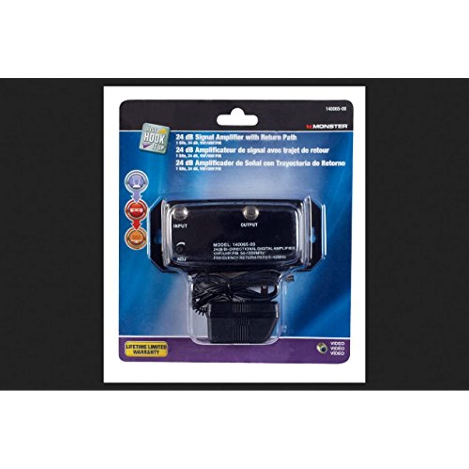 Monster Cable Signal Amplifier 75 Ohm 1 Ghz, 60 Hz Black Carded