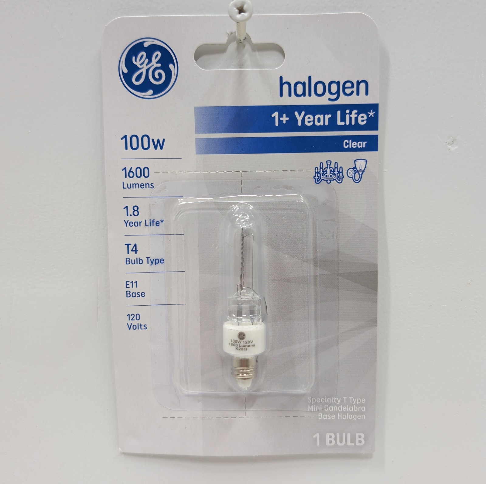 GE Quartz Halogen Bulb 100W T4 E11 Mini Candelabra Base 1600 Lumens 19383 New