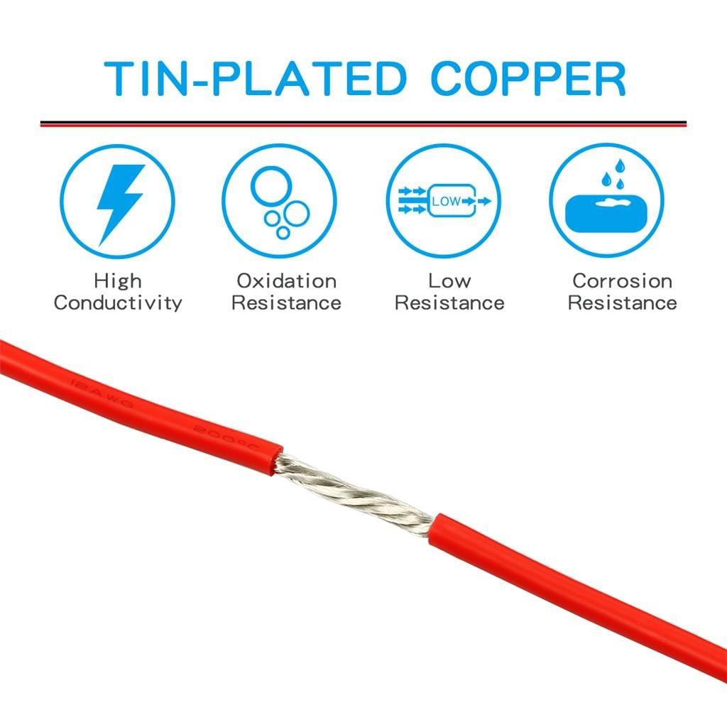 12 Gauge Silicone Wire Spool 100 Ft Red Flexible 12 AWG Stranded Tinned Copper W