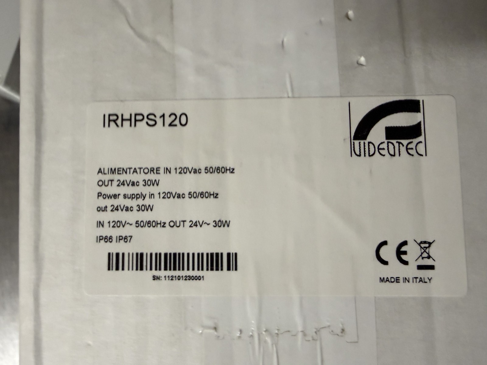 Videotec Power Supply Module for IRH infrared LED illuminator IRHPS120