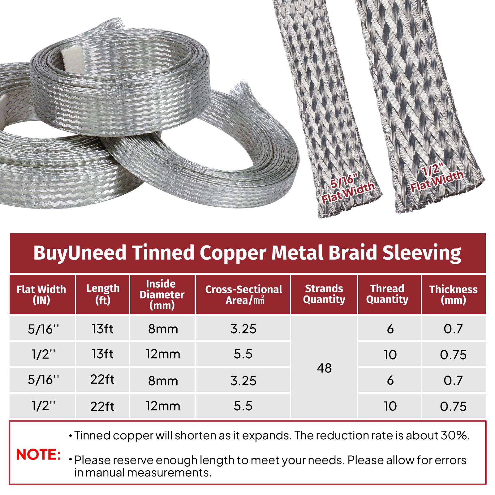 Tinned Braided Sleeve Metal Shielding Signal Wire Cable Shielded Audio Wire Lot