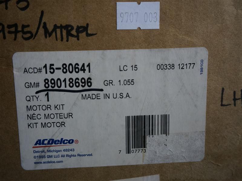 ACDelco 15-80641 1580641 Cooling Fan Motor Kit New