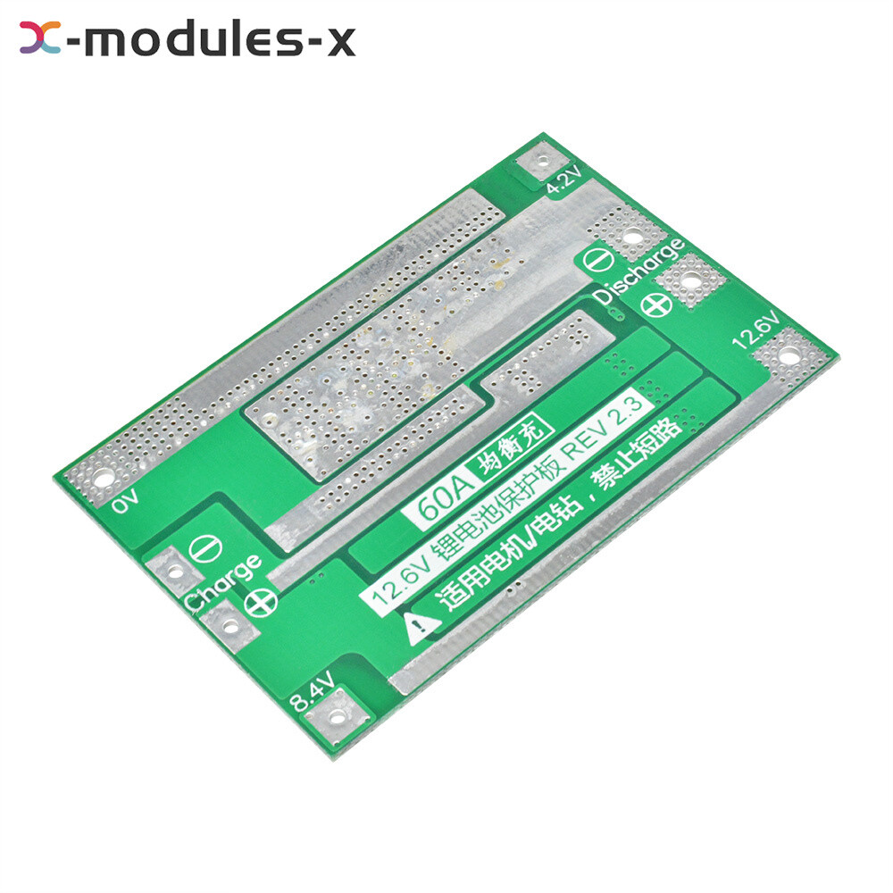 3S 60A 12.6V Li-Ion LiPo 18650 Battery Protection Board BMS Charger Balanced Top