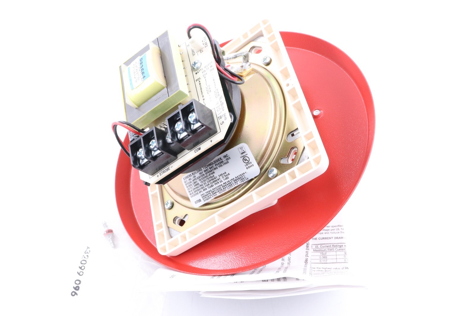 SIEMENS 500-636062 SET-MC-CR RED FIRE ALARM CEILING SPEAKER/STROBE