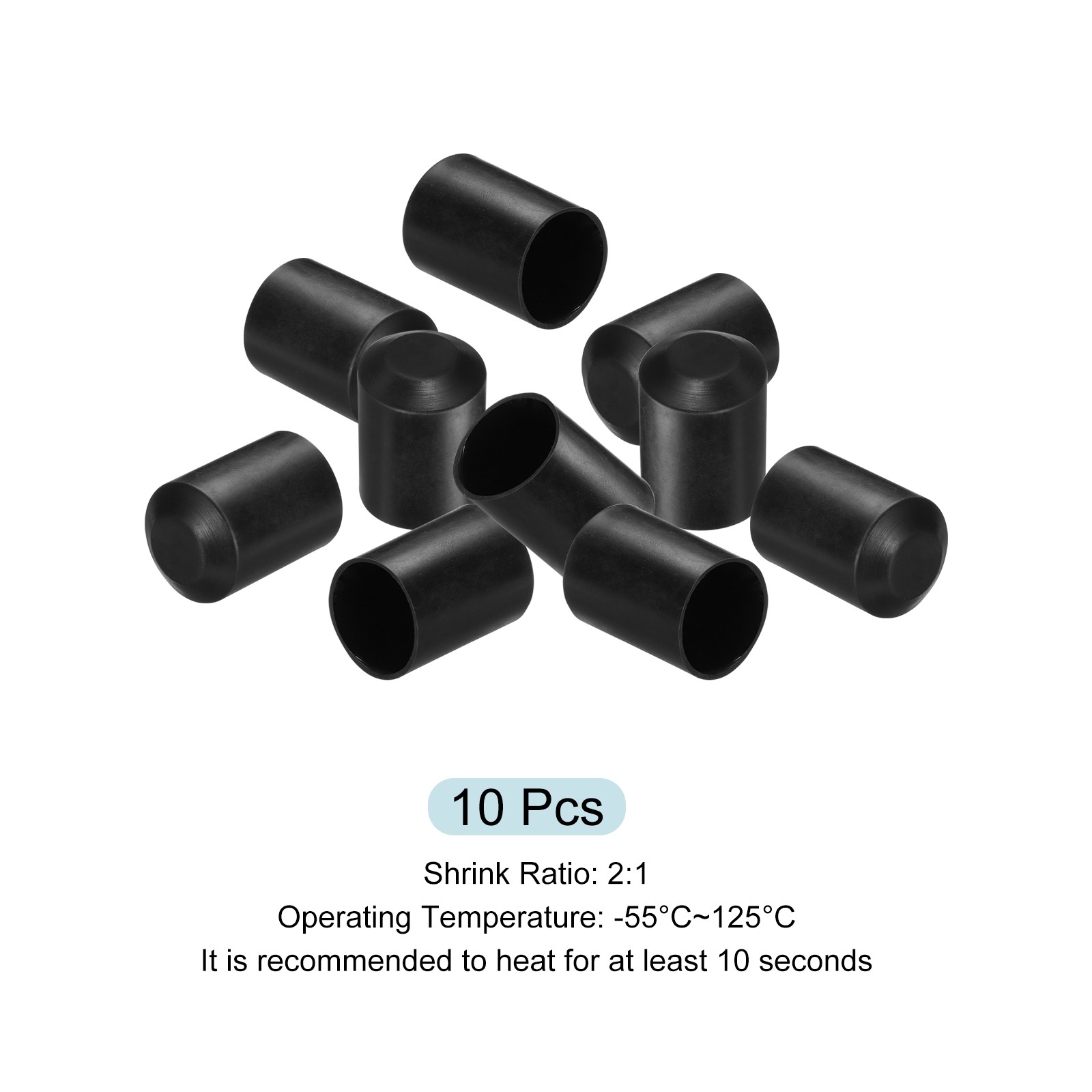 10PCS,Heat Shrink End Cap 30mm ID x 40mm L 2:1 Ratio Heat Shrink Tube Cap Black