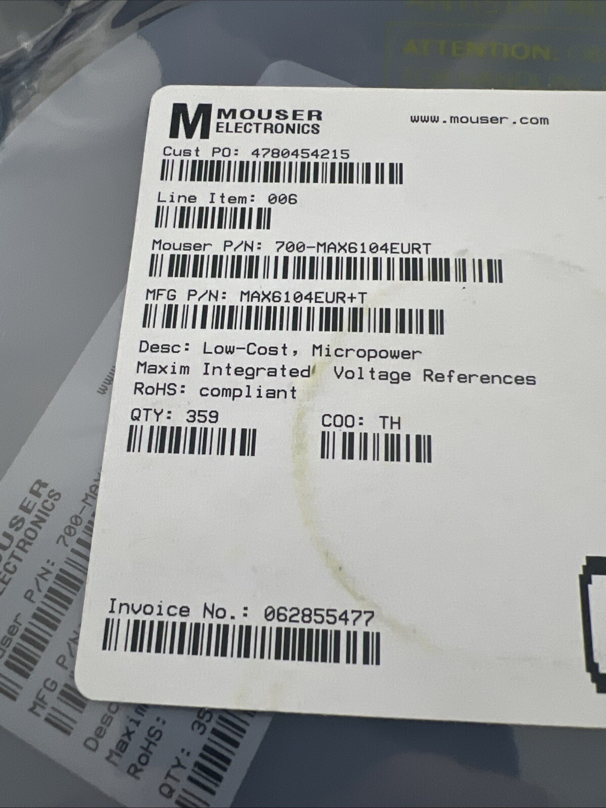 Analog Devices Inc Series Voltage MAX6104EUR+T Reference IC Fixed QTY 359