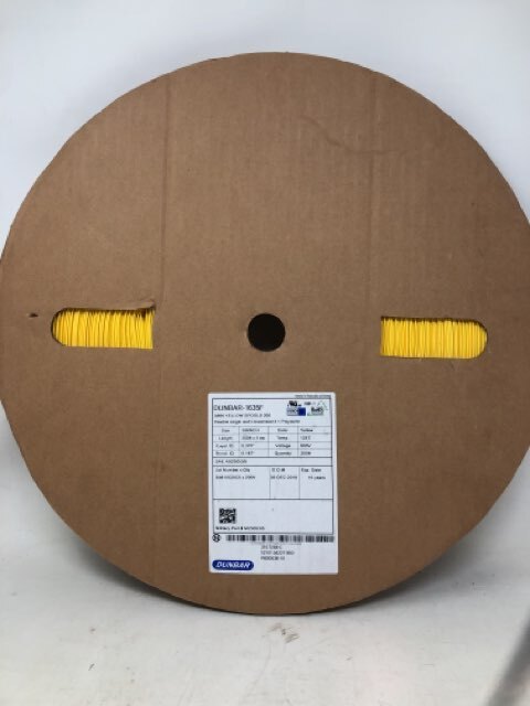 Dunbar 1635F 3/8 Inch Yellow Wire Spools 200m Length M23053/5 New Sealed