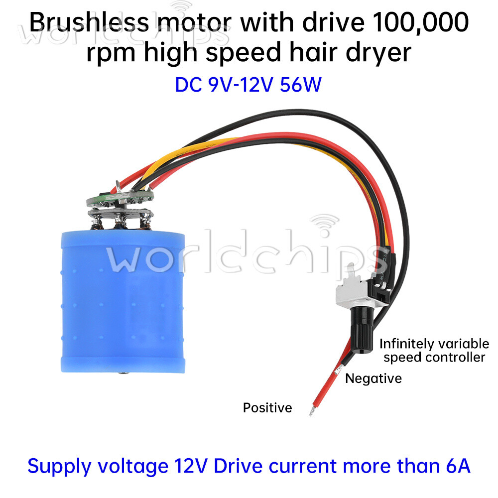 DC9V12V24V 100000RPM BLDC 3-Phase Ultra High Speed Brushless Motor W/ Driver Fan