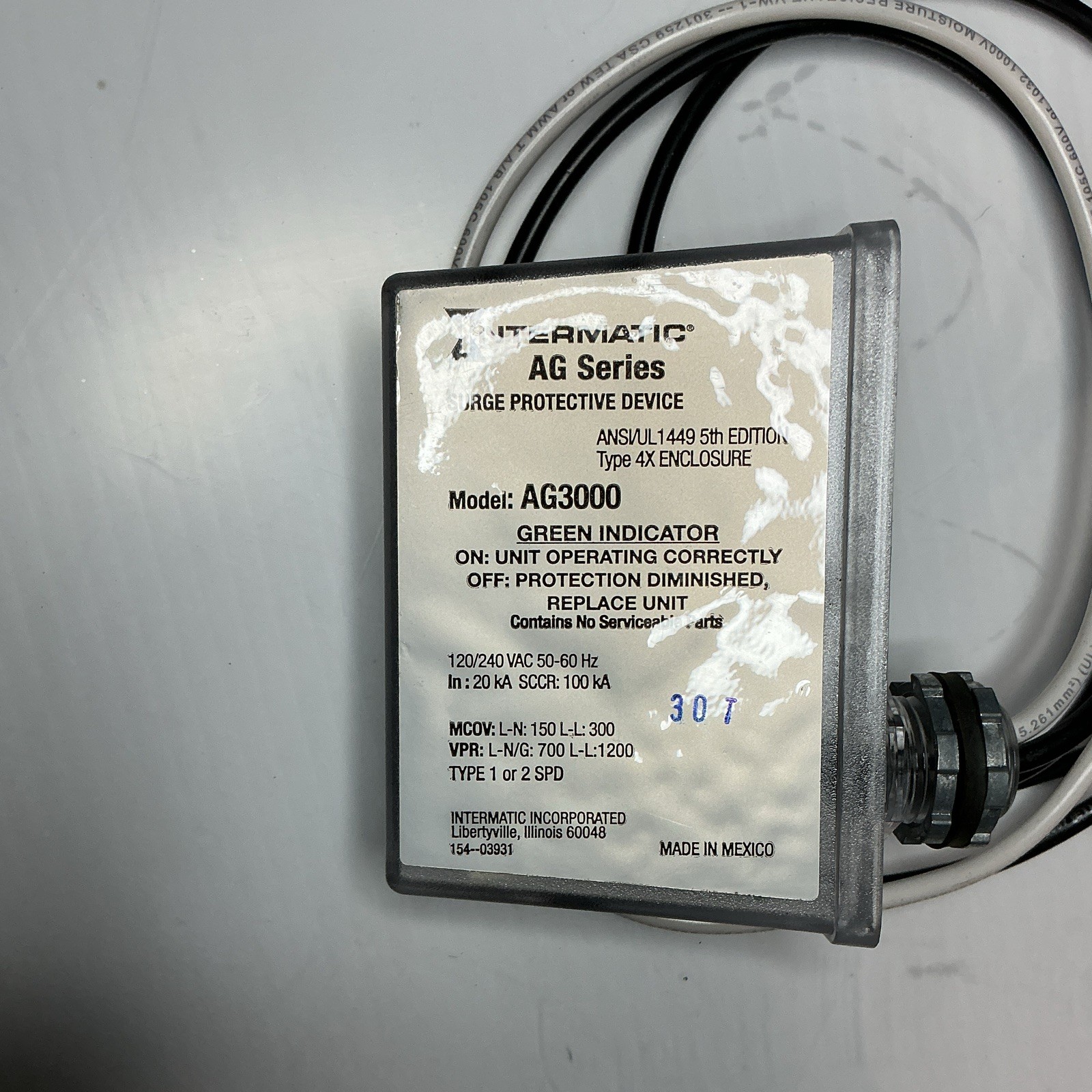 Intermatic AG3000 AG Series Type 2 Surge Protective Device 120/240VAC NEMA 4X