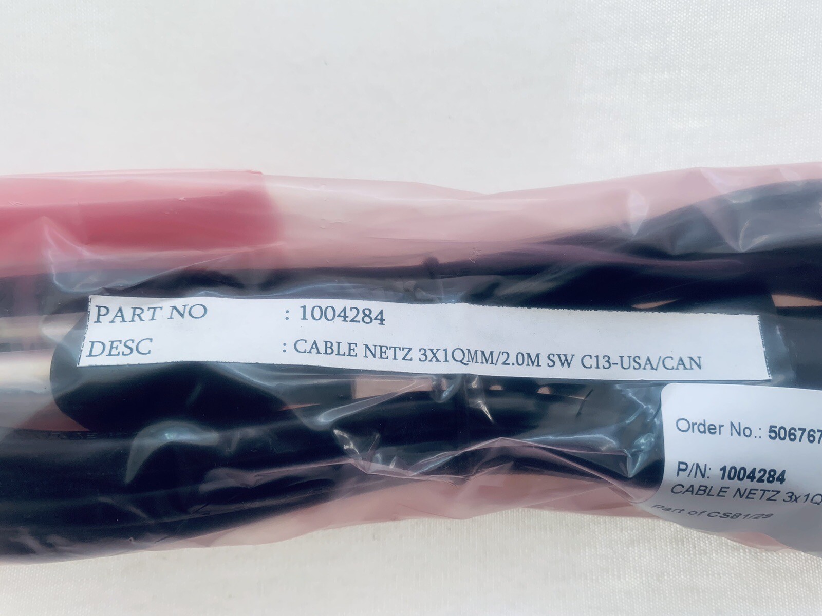 Cable Netz 3X1Qmm/2.0M ￼SW C13 – Usa/Can ~ 100-4284 ~ part of CS81/29