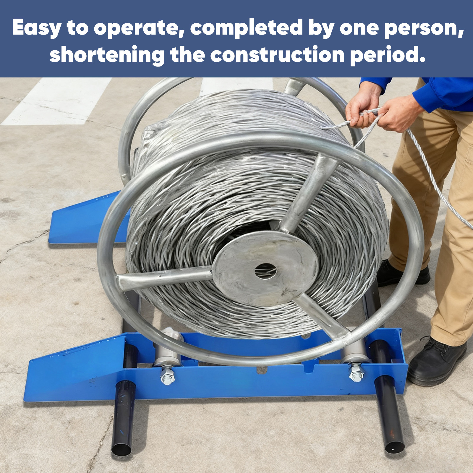 Wire Cable Reel Roller Stand 3307 LBS Commercial Industrial Steel Wire Dispenser