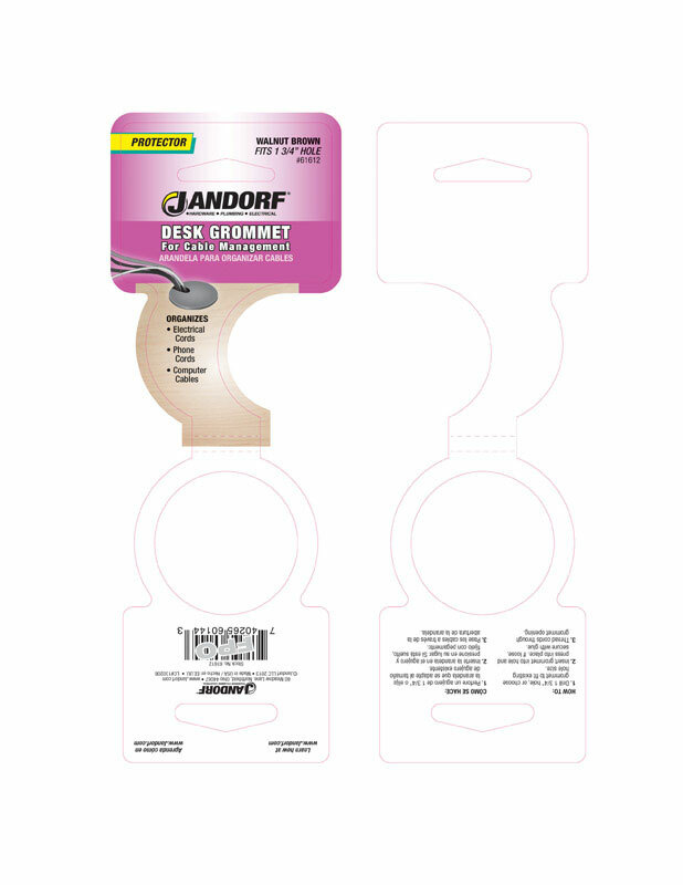 Jandorf DESK GROMMET Walnut Brown Fit 1-3/4″ Hole Cable Management Protect 61612