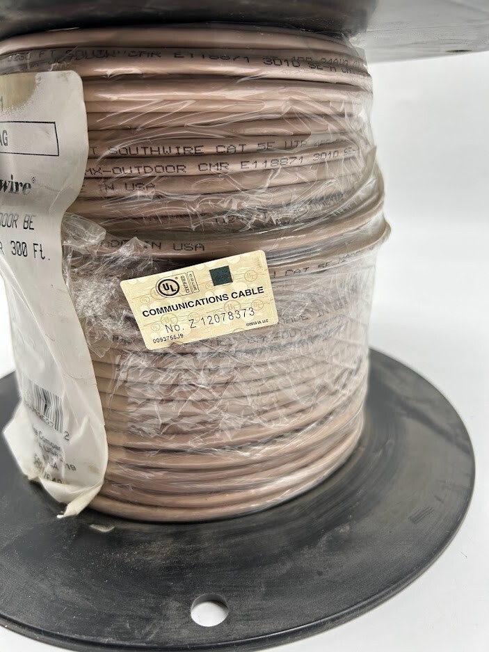 Southwire 300 ft. Tan 24/4 Solid CU CAT5e CMR-CMX Indoor/Outdoor Data Cable