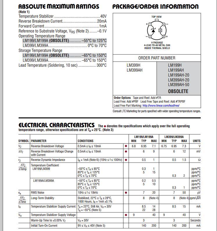 1x LM199AH Precision Reference LM199