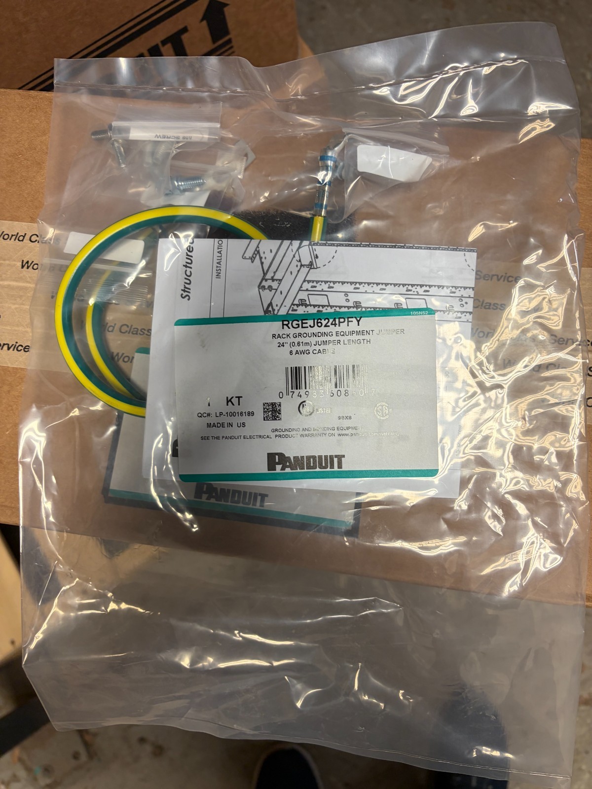 Panduit #6 AWG (16mm²) RGEJ624PFY Equipment Bonding Jumper Kit CDW PART: 108279