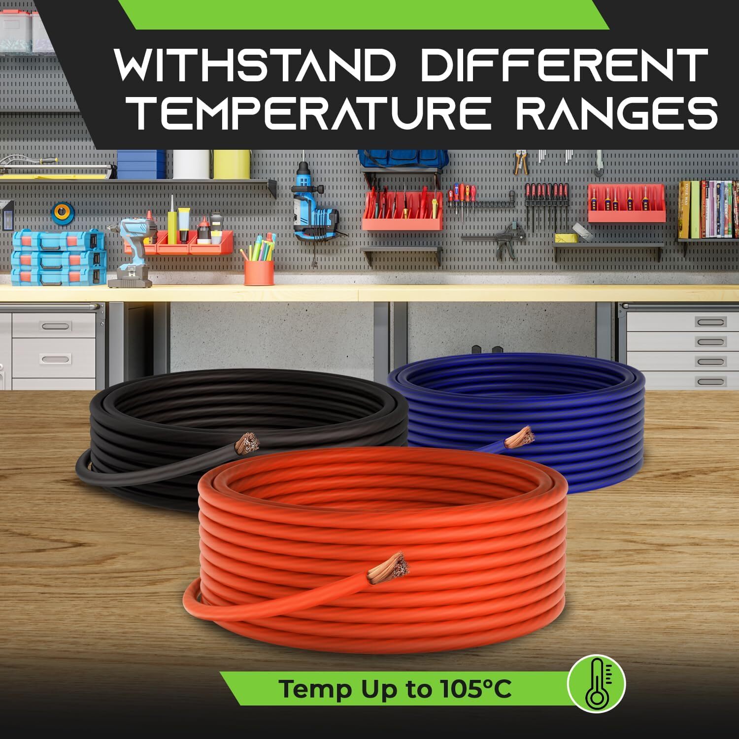GearIT 4 Gauge Wire (25ft Each- Black/Red – 25ft Each, 4