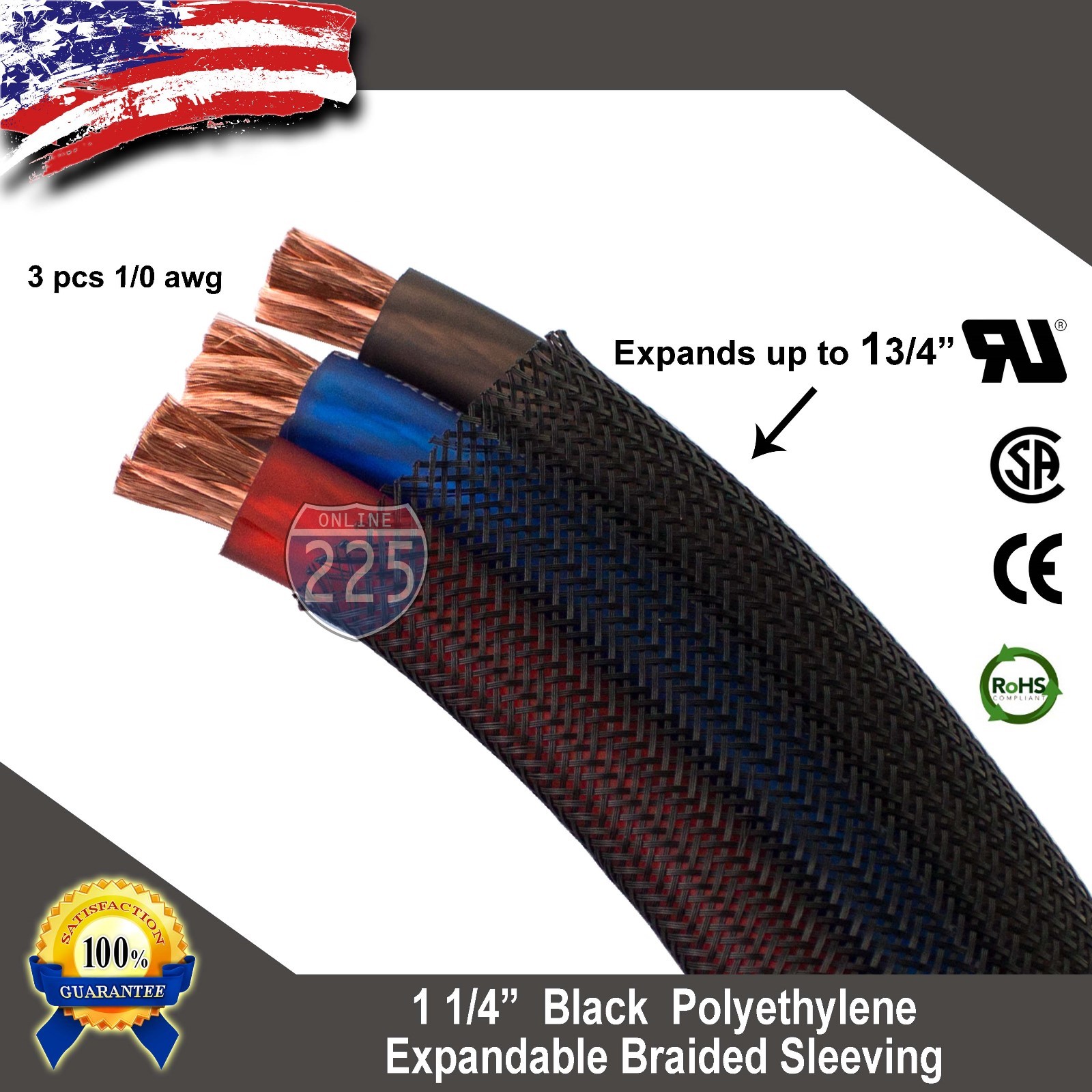 25 FT. 1 1/4″ Black Expandable Wire Cable Sleeving Sheathing Braided Loom Tubing