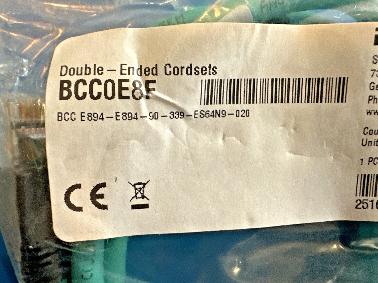 BALLUFF Cordset BCC E894-E894-90-339-ES64N9-020/ BCCE894E89490339ES64N9020 New