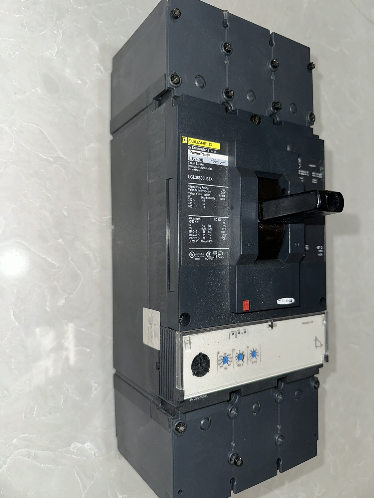 LGL36600U31X SQUARE D POWERPACT BREAKER 600A 600V 3P