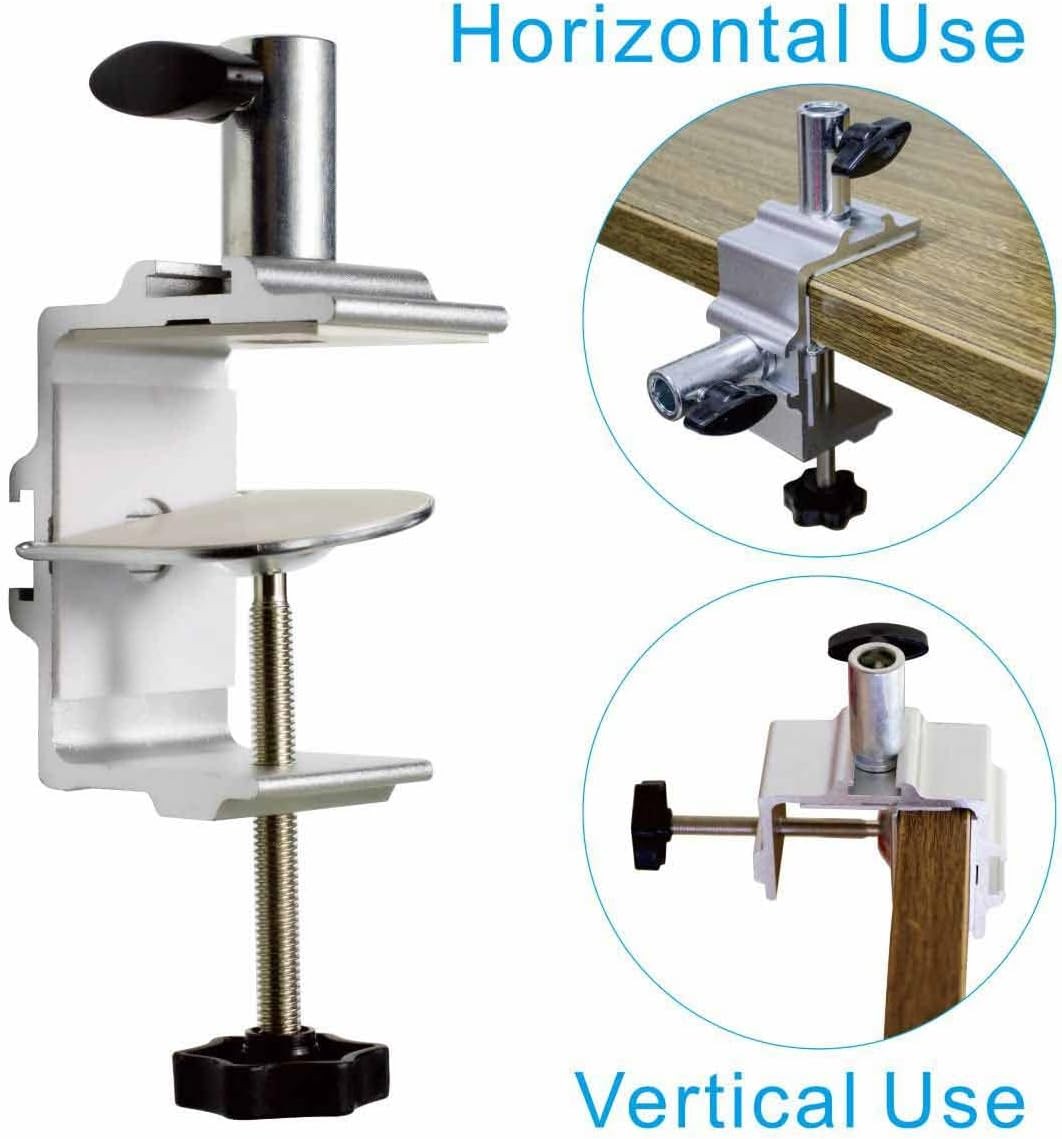1/2 Inch Base Magnifying Lamp Clamp Silver Swing Arm Desk Lamp Phone Tablet
