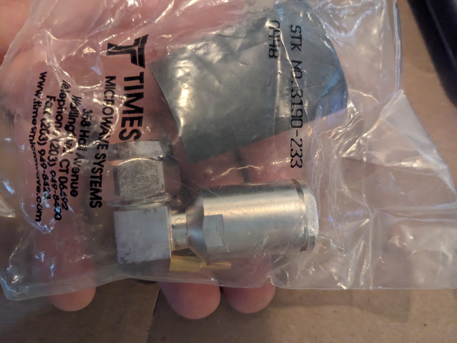 Times Microwave Systems TC-600-NMC-RA 3190-233 N Male Plug Right Angle TC Conn