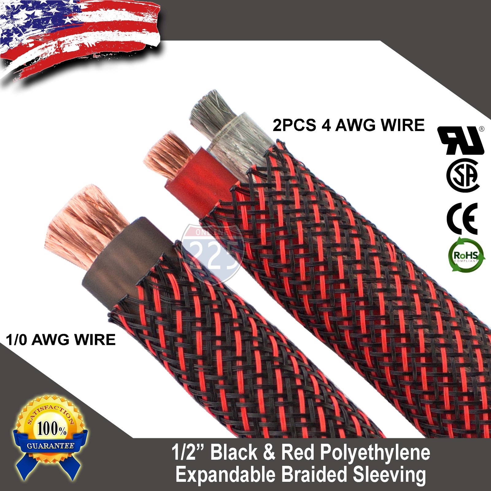 100 FT 1/2″ Black Red Expandable Wire Sleeving Sheathing Braided Loom Tubing US