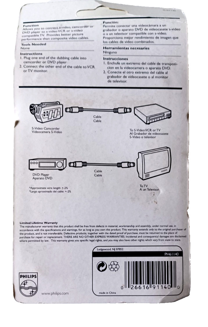Philips S-Video 12FT transfers video signal between components