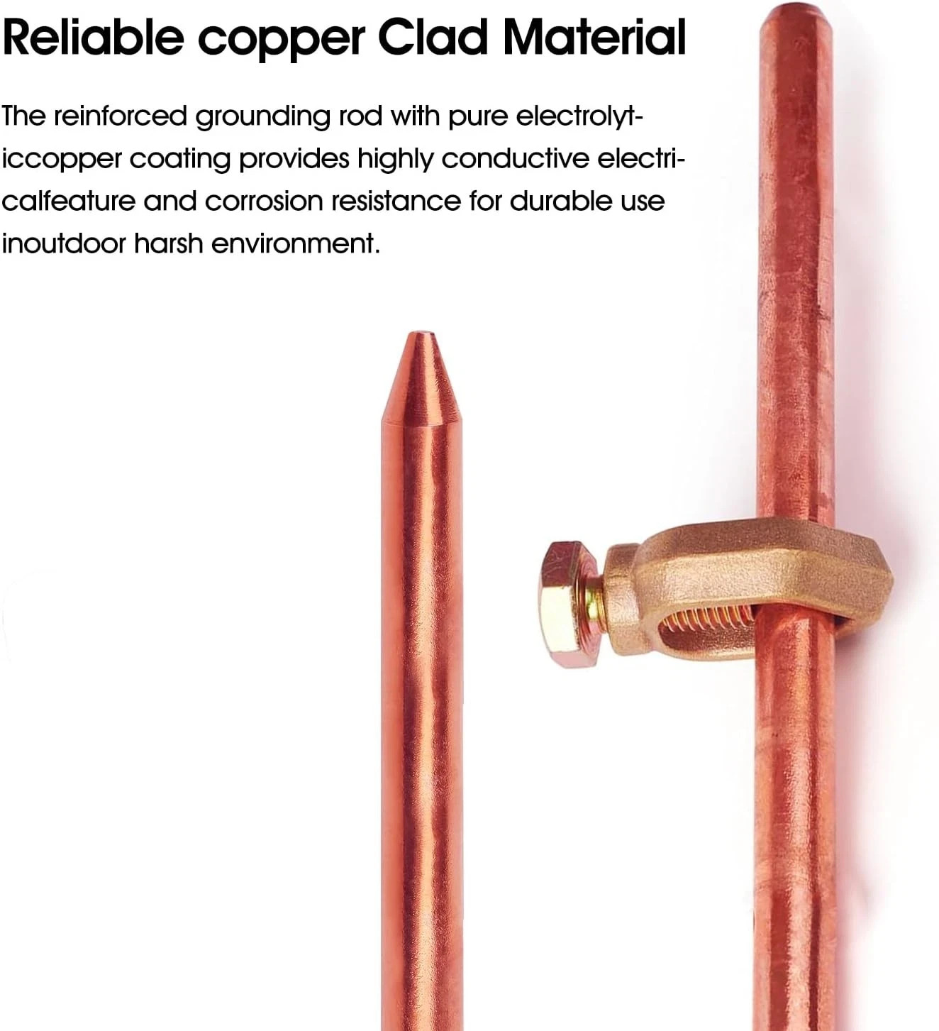 4FT Electrical Grounding Copper Ground Rod Earthing bar for Electric Fences Sate