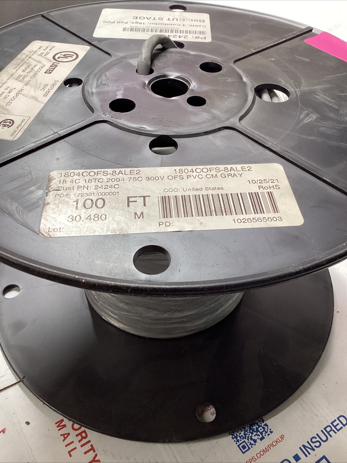 100′ Alpha Wire 2424C 18/4C Shielded Control/Instrumentation Cable Gray 100 Feet