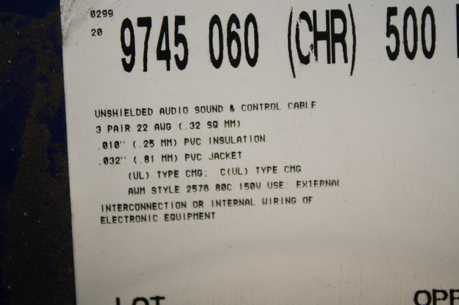 BELDEN 9745 060 CABLE UNSHLD MULTIPR 3PR 22AWG 300V sold by the foot