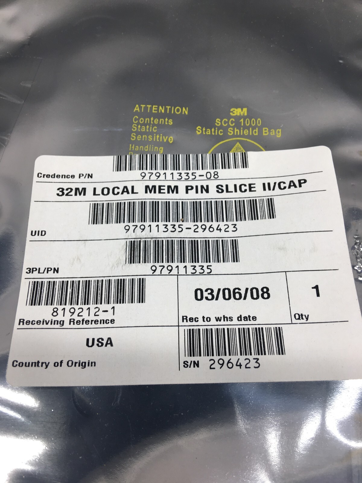 CREDENCE 97911335-08 32M LOCAL MEM SLICE II/CAP, 7-L1F02, HS, 32MB, GX, 122814
