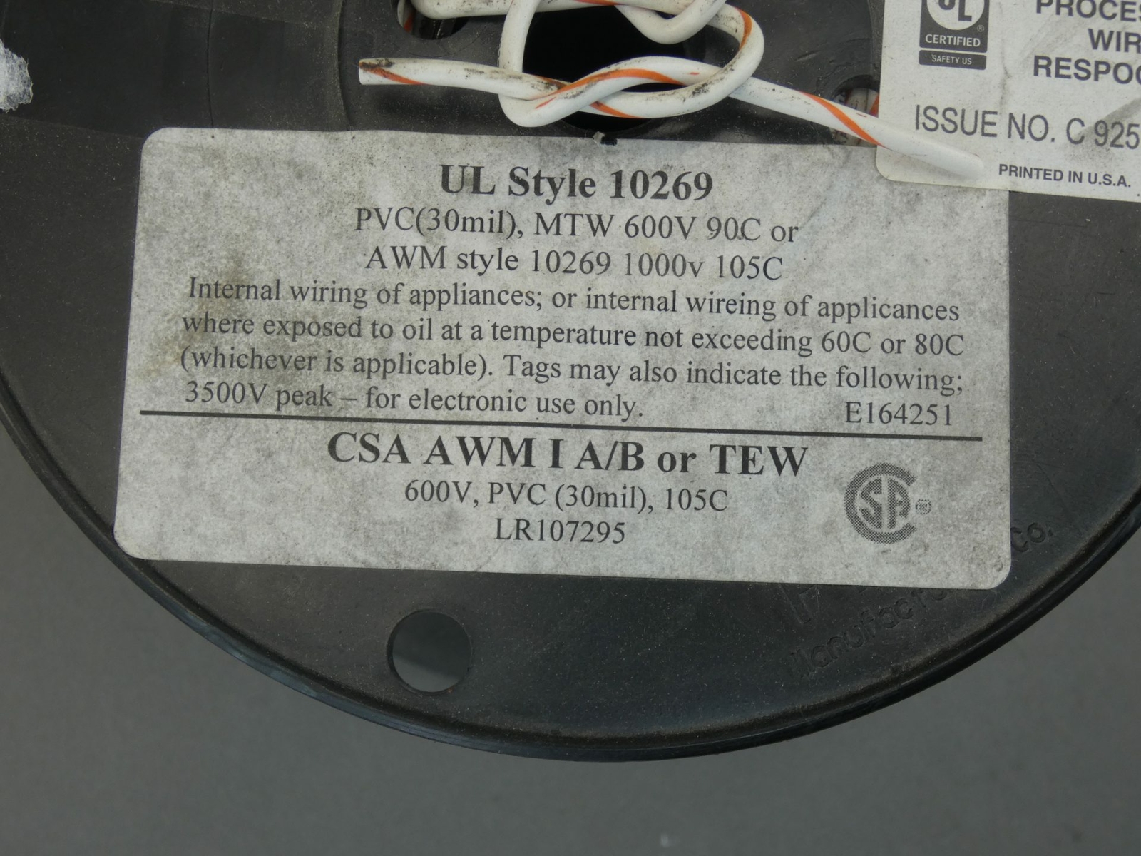 Allied UL Style 10269 Hook-up Wire 18 1 HARM CE/UL/CSA, Reel