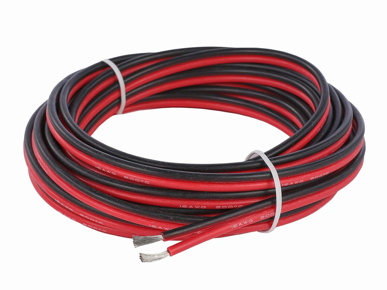 16 AWG Silicone Electrical Wire – 30 Feet 2 Conductor Parallel Wire – Soft