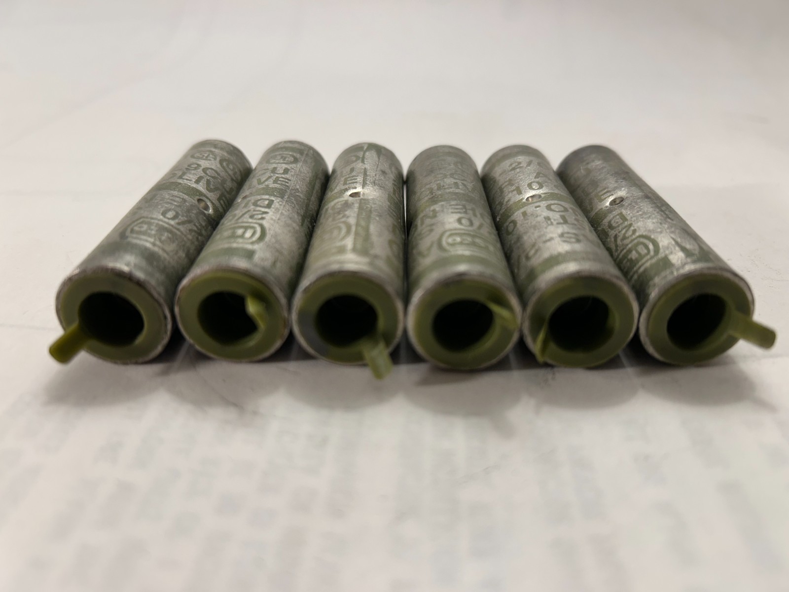 LOT OF 6 Ilsco AS-2/0 2/0 AWG Aluminum Compression Sleeves DIE NO. 10 Olive