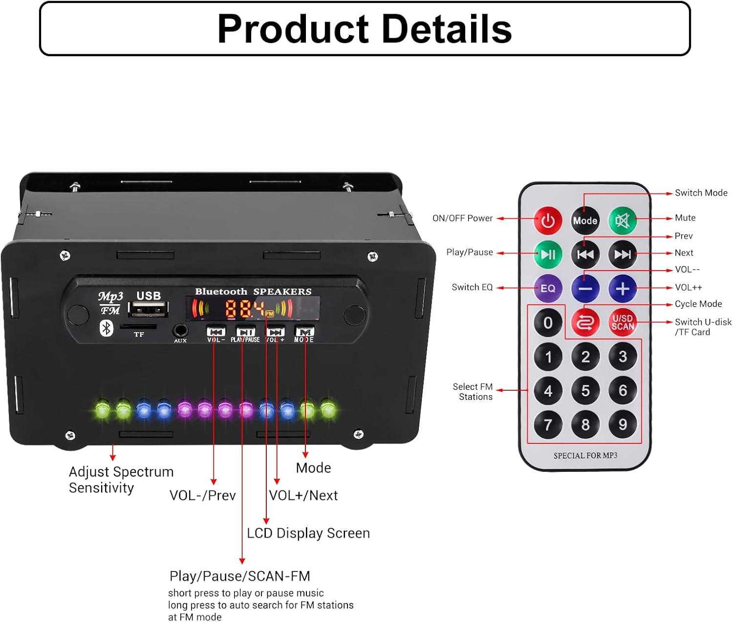 DIY Bluetooth-Compatible Speaker Kit, DIY FM Radio Soldering Practice Kit USB Ho