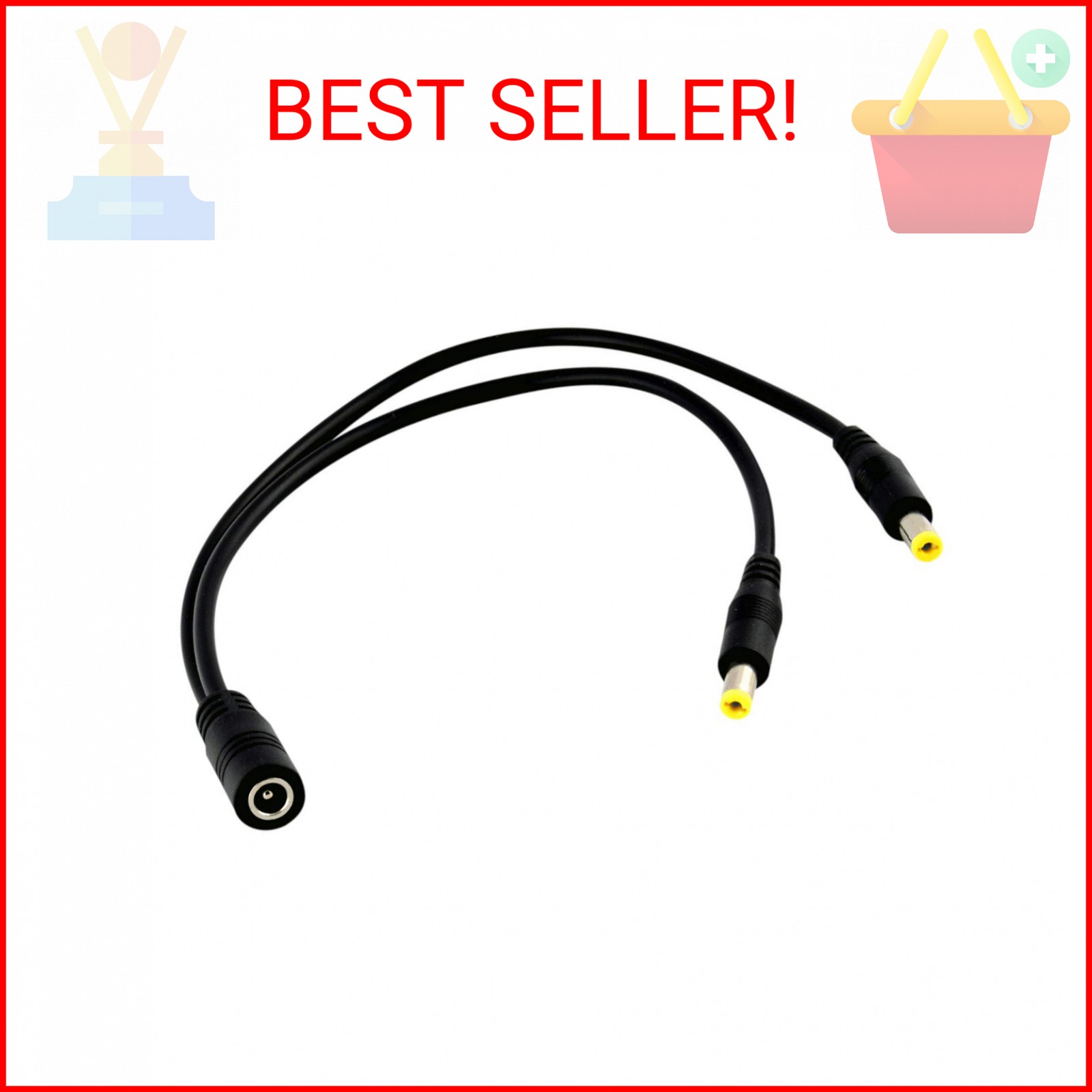 JacobsParts 1:2 DC Power Splitter Cable Cord 1 Female to 2 Male 5.5×2.1mm Port P