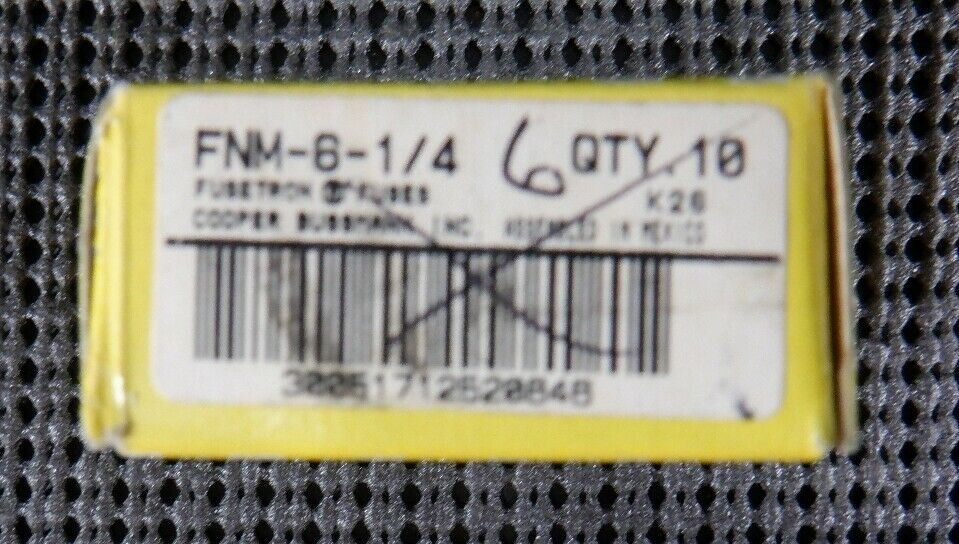 Cooper Bussmann FNM-6-1/4 Time Delay Fuse 1/4 Amp 250V – Lot of 6