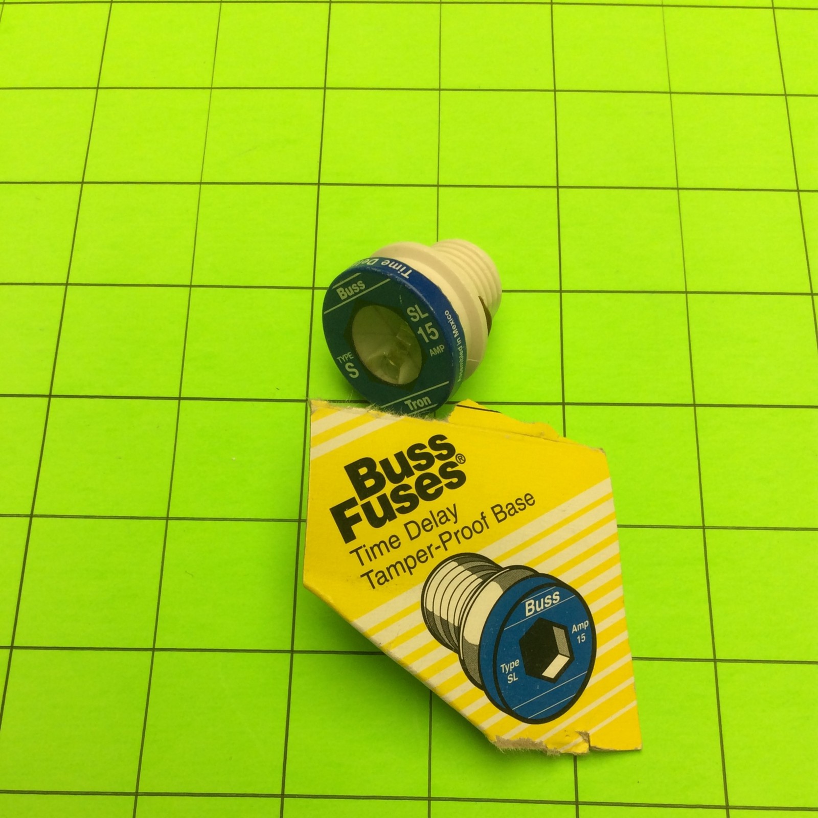 Single Fuse. 15AMP Type S Buss Tron Time Delay Fuse