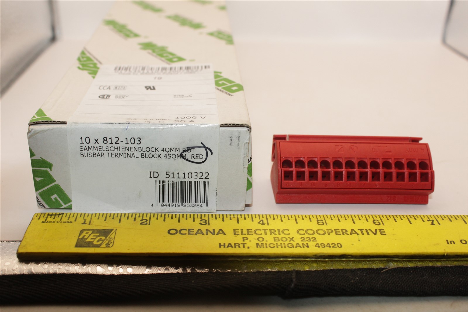 10 PIECE WAGO 812-103 BUSBAR TERMINAL BLOCK 4mm² (RED)