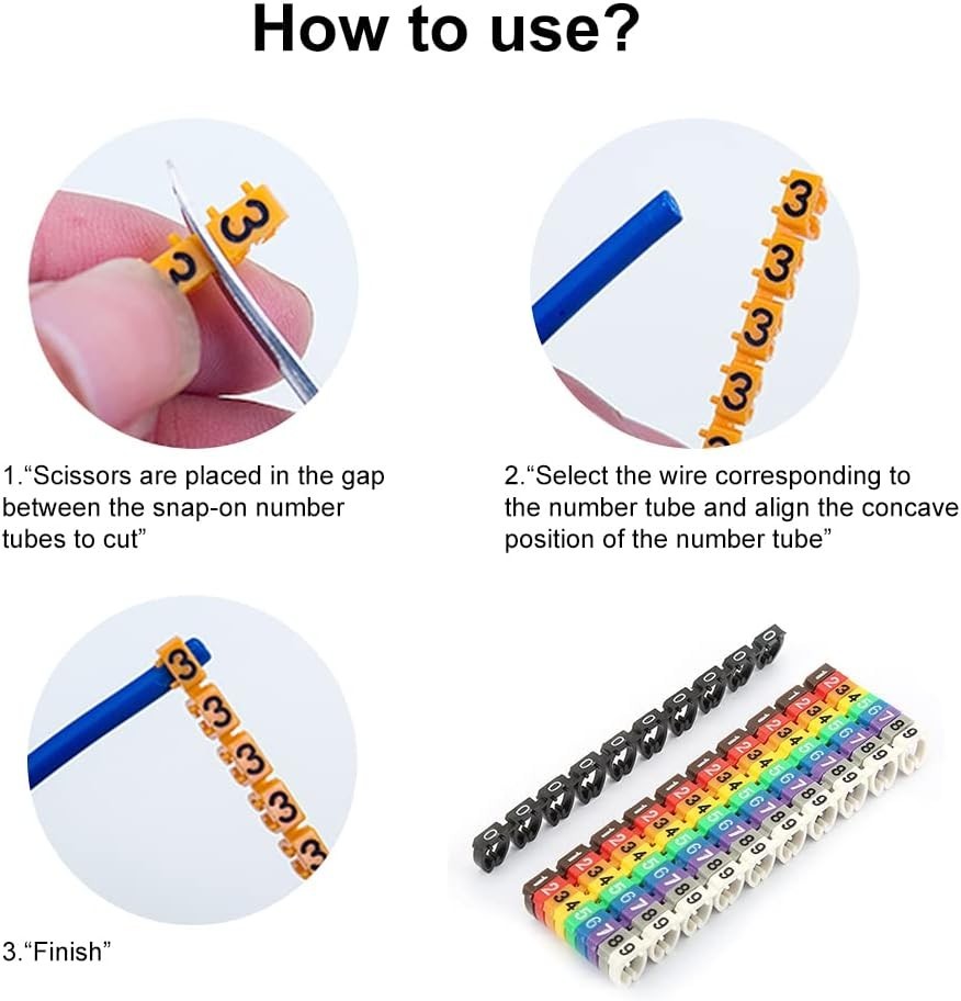 Multicolor Wire Markers – 100 PCS KCM-6MM Plastic Labels for Easy Identification