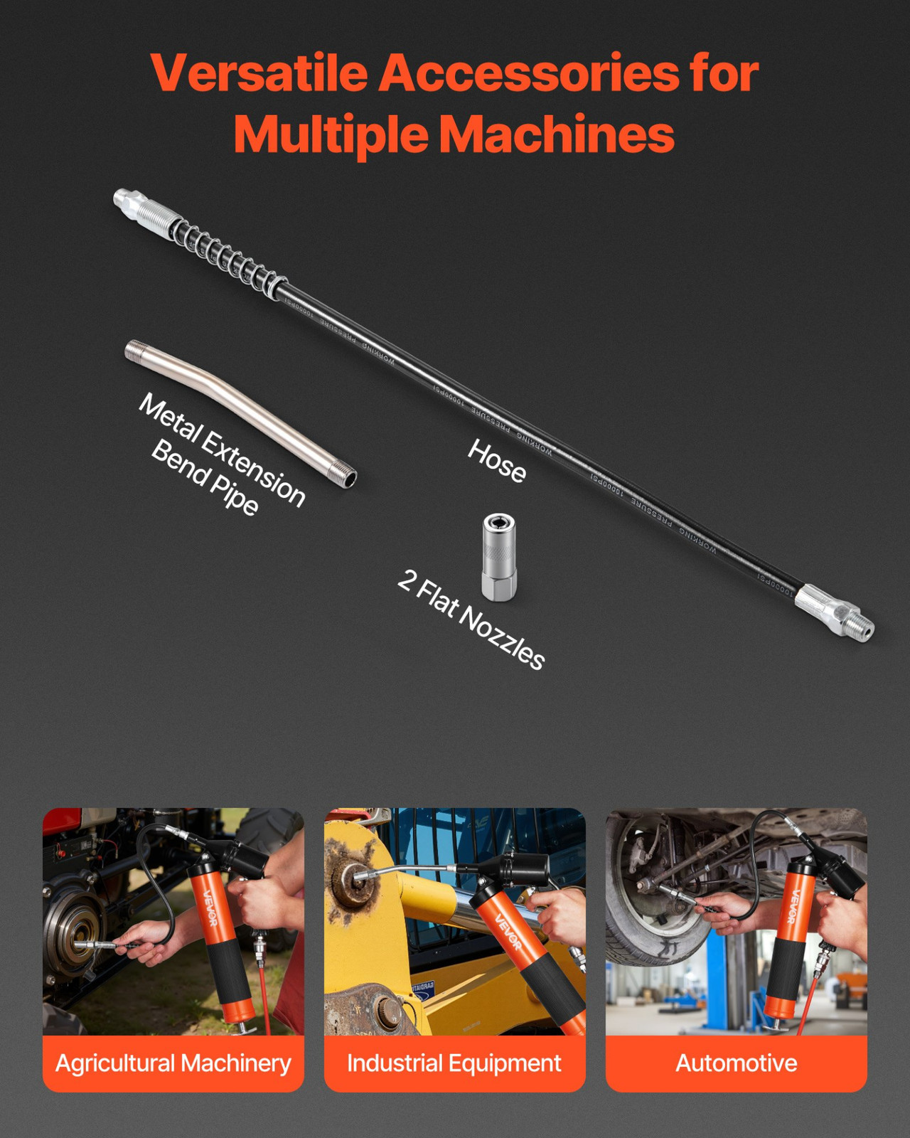 VEVOR High-Pressure Grease Gun Kit – 6000 PSI Heavy Duty Pistol Grip