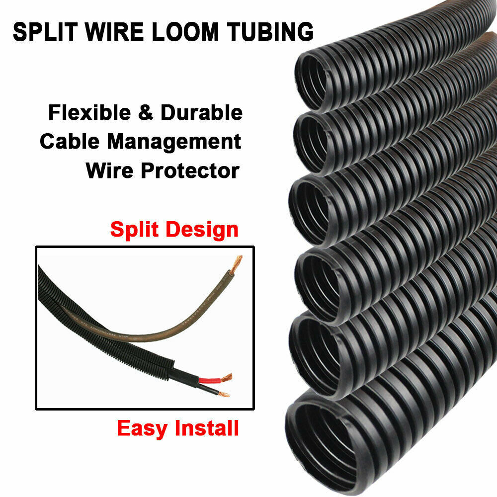 Split Wire Loom Conduit Polyethylene Tubing Sleeve Cable Harness Tube Wrap Lot